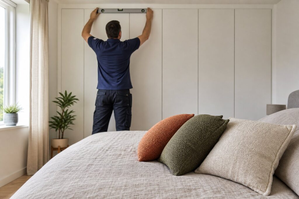Slaapkamer opnieuw inrichten: waarom de kastwand vóór het textiel komt