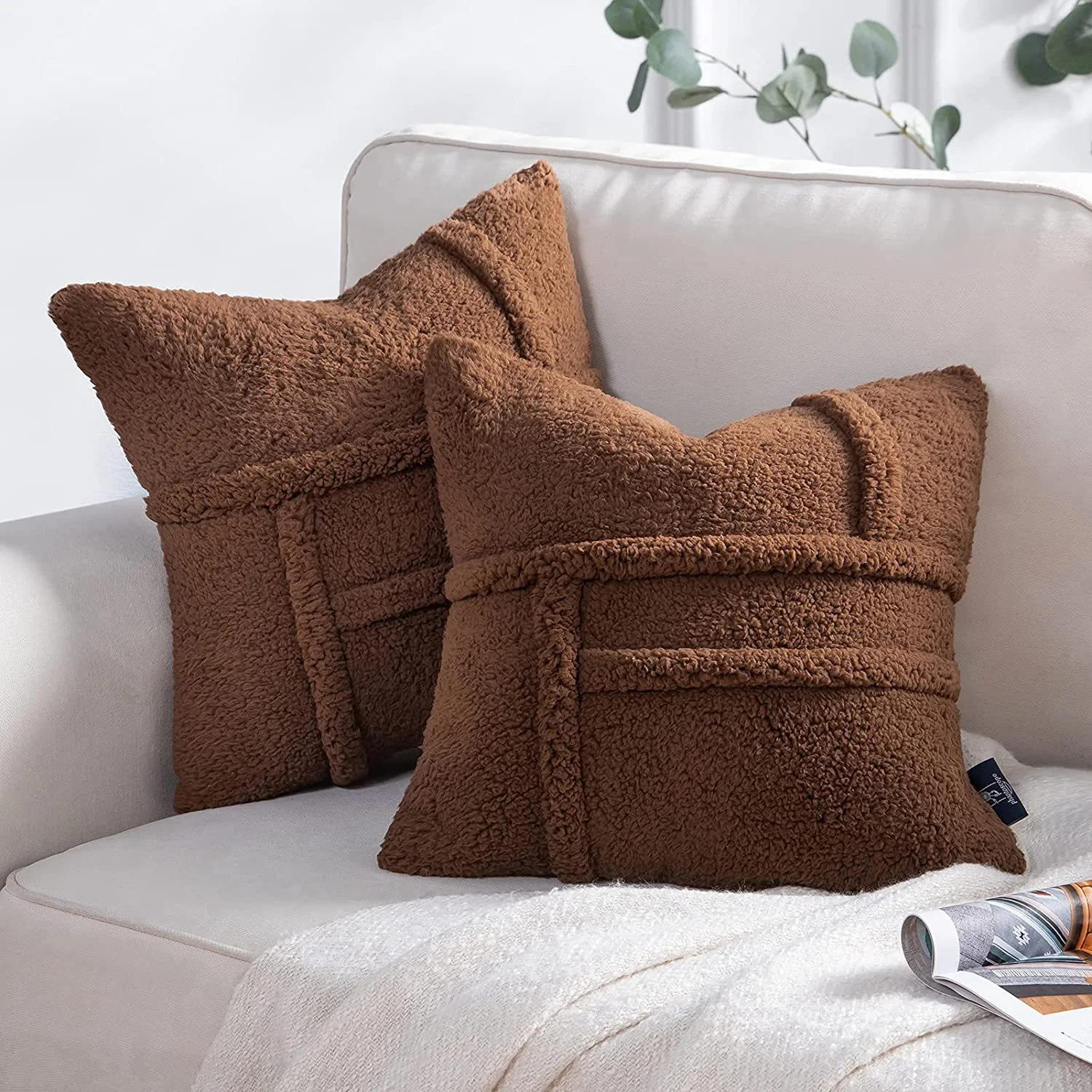Caramel wollook sierkussenhoes, 45 x 45 cm
